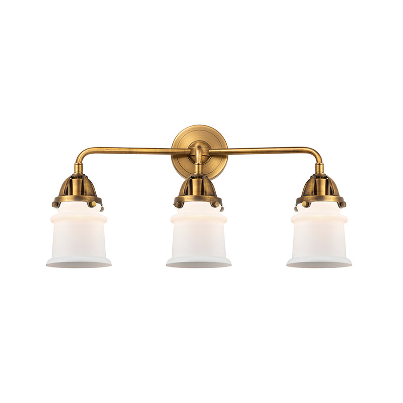 Canton Bath Vanity Light shown in the Brushed Brass finish with a Matte White shade