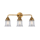 Canton Bath Vanity Light shown in the Brushed Brass finish with a Clear shade