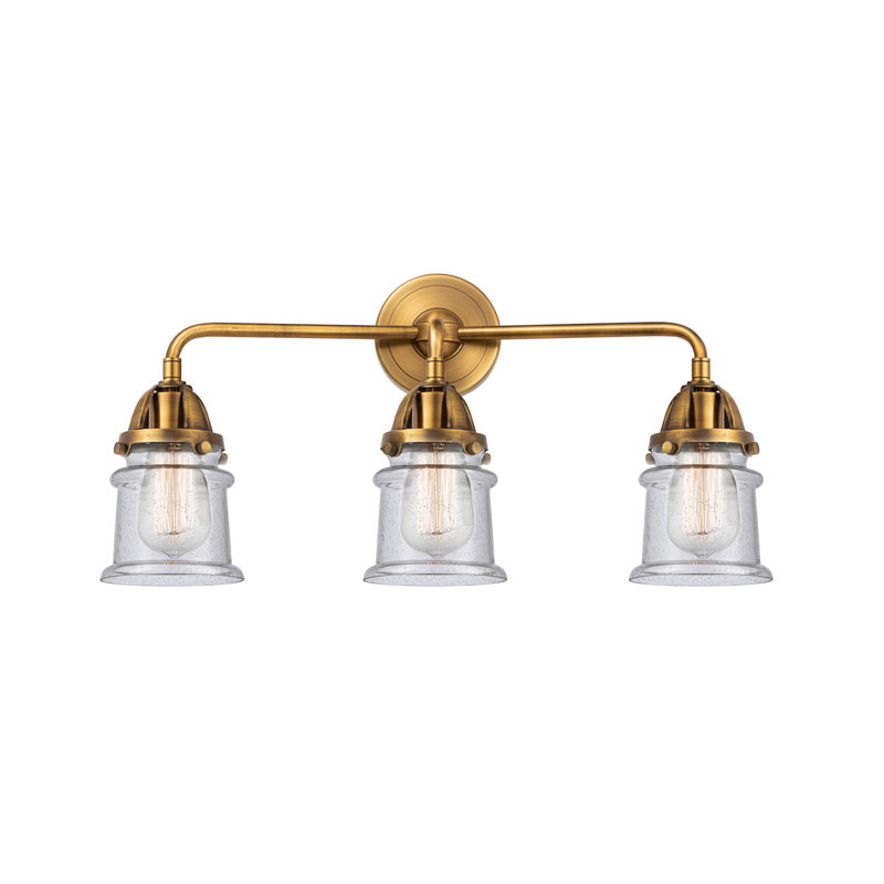 Canton Bath Vanity Light shown in the Brushed Brass finish with a Seedy shade