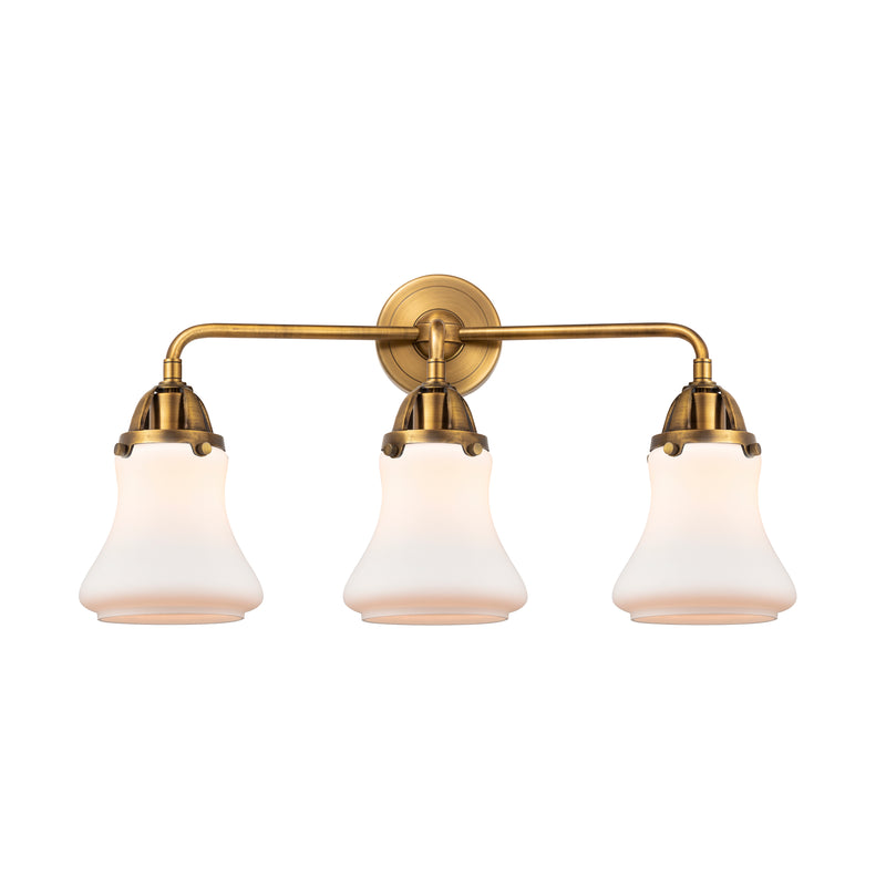 Bellmont Bath Vanity Light shown in the Brushed Brass finish with a Matte White shade