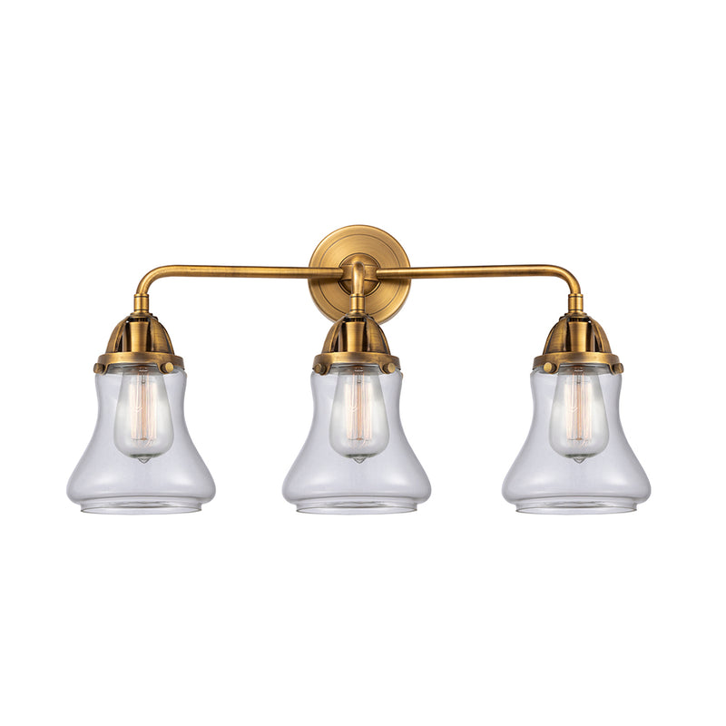 Bellmont Bath Vanity Light shown in the Brushed Brass finish with a Clear shade