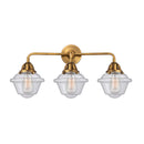 Oxford Bath Vanity Light shown in the Brushed Brass finish with a Seedy shade