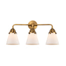 Cone Bath Vanity Light shown in the Brushed Brass finish with a Matte White shade