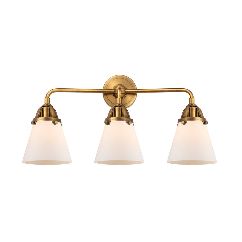 Cone Bath Vanity Light shown in the Brushed Brass finish with a Matte White shade