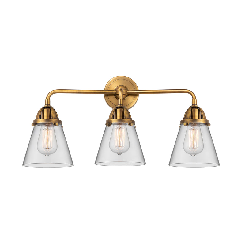 Cone Bath Vanity Light shown in the Brushed Brass finish with a Clear shade