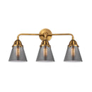 Cone Bath Vanity Light shown in the Brushed Brass finish with a Plated Smoke shade