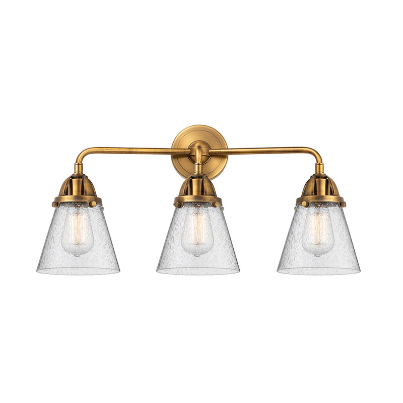 Cone Bath Vanity Light shown in the Brushed Brass finish with a Seedy shade