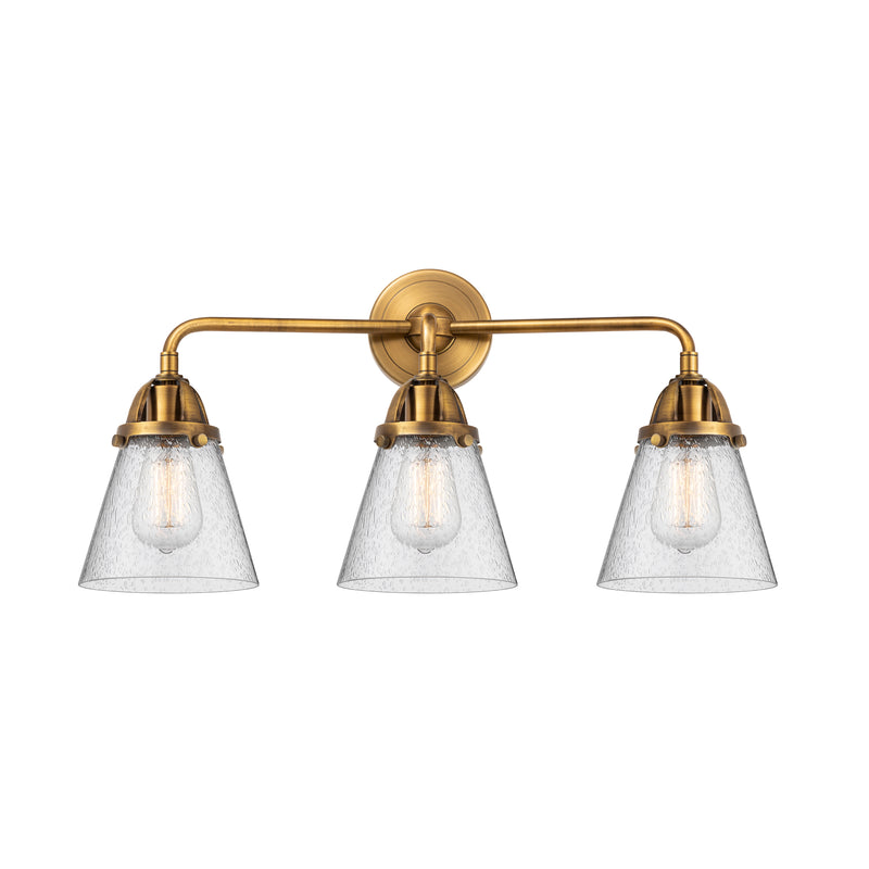 Cone Bath Vanity Light shown in the Brushed Brass finish with a Seedy shade