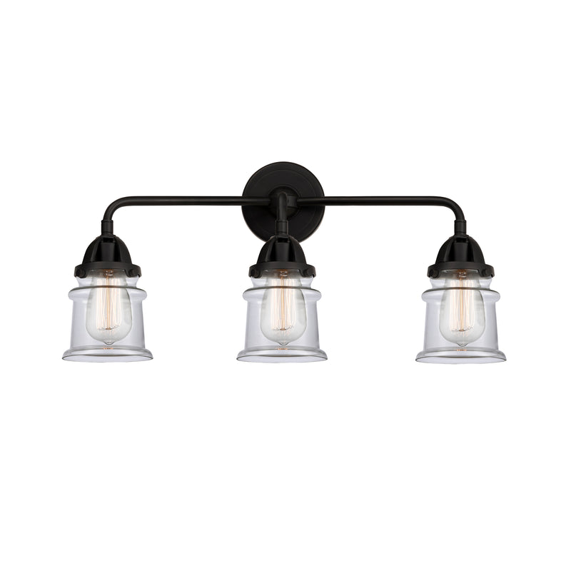 Canton Bath Vanity Light shown in the Matte Black finish with a Clear shade