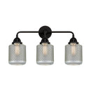 Stanton Bath Vanity Light shown in the Matte Black finish with a Clear Wire Mesh shade