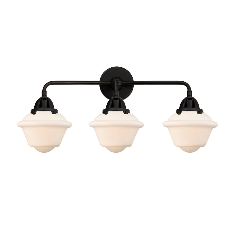 Oxford Bath Vanity Light shown in the Matte Black finish with a Matte White shade