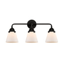 Cone Bath Vanity Light shown in the Matte Black finish with a Matte White shade