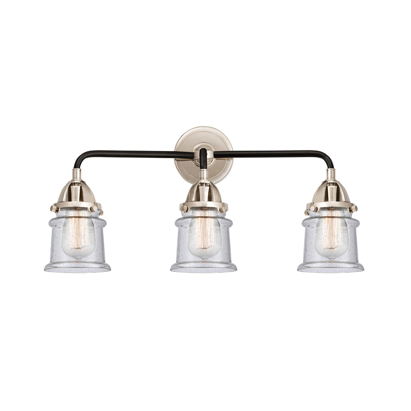 Canton Bath Vanity Light shown in the Black Polished Nickel finish with a Seedy shade