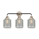 Stanton Bath Vanity Light shown in the Black Polished Nickel finish with a Clear Wire Mesh shade