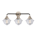 Oxford Bath Vanity Light shown in the Black Polished Nickel finish with a Clear shade