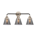 Cone Bath Vanity Light shown in the Black Polished Nickel finish with a Plated Smoke shade