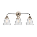 Cone Bath Vanity Light shown in the Black Polished Nickel finish with a Seedy shade