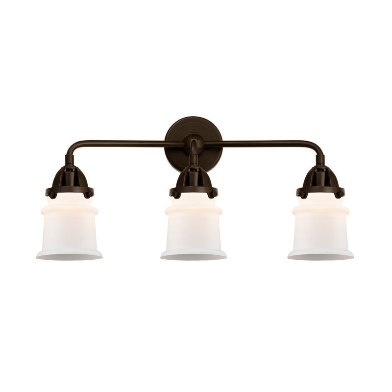 Canton Bath Vanity Light shown in the Oil Rubbed Bronze finish with a Matte White shade