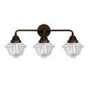 Oxford Bath Vanity Light shown in the Oil Rubbed Bronze finish with a Clear shade