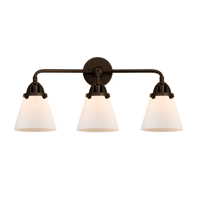 Cone Bath Vanity Light shown in the Oil Rubbed Bronze finish with a Matte White shade