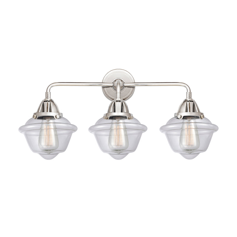 Oxford Bath Vanity Light shown in the Polished Chrome finish with a Clear shade