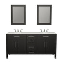 Cambridge Plumbing 72" Espresso Solid Wood and Porcelain Double Vanity