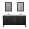 Cambridge Plumbing 72" Espresso Solid Wood and Porcelain Double Vanity