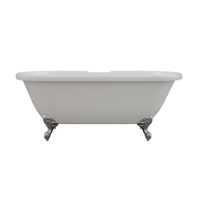 Cambridge Plumbing Acrylic Double Ended Clawfoot Bathtub 60"x30", 7" Drillings PC Feet