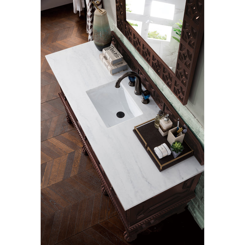 James Martin Balmoral 60" Antique Walnut Single Vanity with 3 cm Arctic Fall Solid Surface Top 150-V60S-ANW-3AF