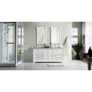 James Martin Savannah 72" Bright White Double Vanity with 3 cm Carrara Marble Top 238-104-V72-BW-3CAR