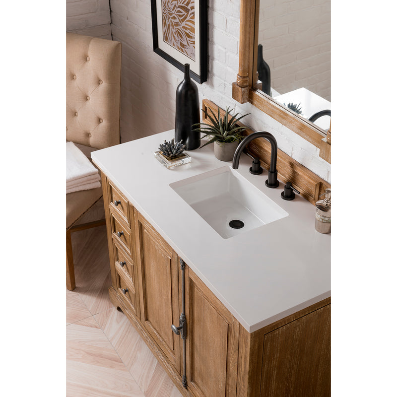 James Martin Providence 48" Single Vanity Cabinet Driftwood with 3 cm Classic White Quartz Top 238-105-5211-3CLW