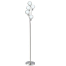 Dainolite 5 Light Incandescent Floor Lamp, Satin Chrome with White Glass 306F-SC