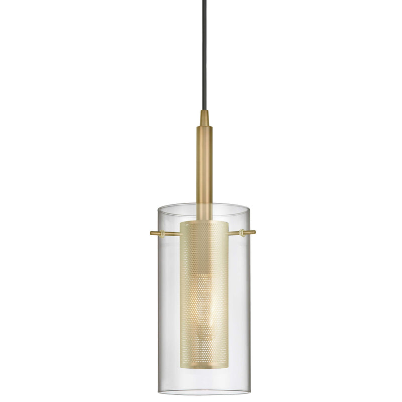 Dainolite 1 Light Incandescent Pendant Aged Brass with Clear Glass 30961-CM-AGB