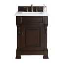 James Martin Brookfield 26" Burnished Mahogany Single Vanity with 3 cm Classic White Quartz Top 147-114-V26-BNM-3CLW