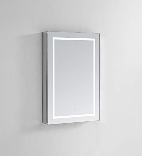 Aquadom 24in x 36in x 5in Left Hinge Royale Plus LED Lighted Mirror Glass Medicine Cabinet for Bathroom Defogger Dimmer Outlet