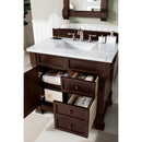 James Martin Brookfield 36" Burnished Mahogany Single Vanity with 3 cm Carrara Marble Top 147-114-5566-3CAR