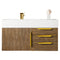 James Martin Mercer Island 36" Single Vanity Latte Oak Radiant Gold with Glossy White Composite Top 389-V36-LTO-G-GW