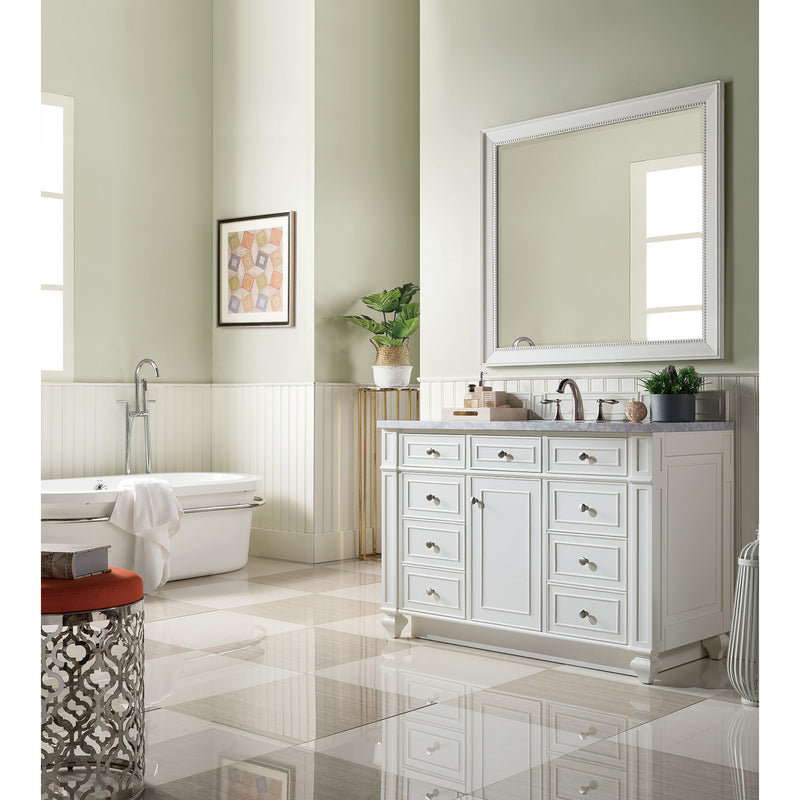 James Martin Bristol 48" Single Vanity Bright White with 3 cm Carrara Marble Top 157-V48-BW-3CAR