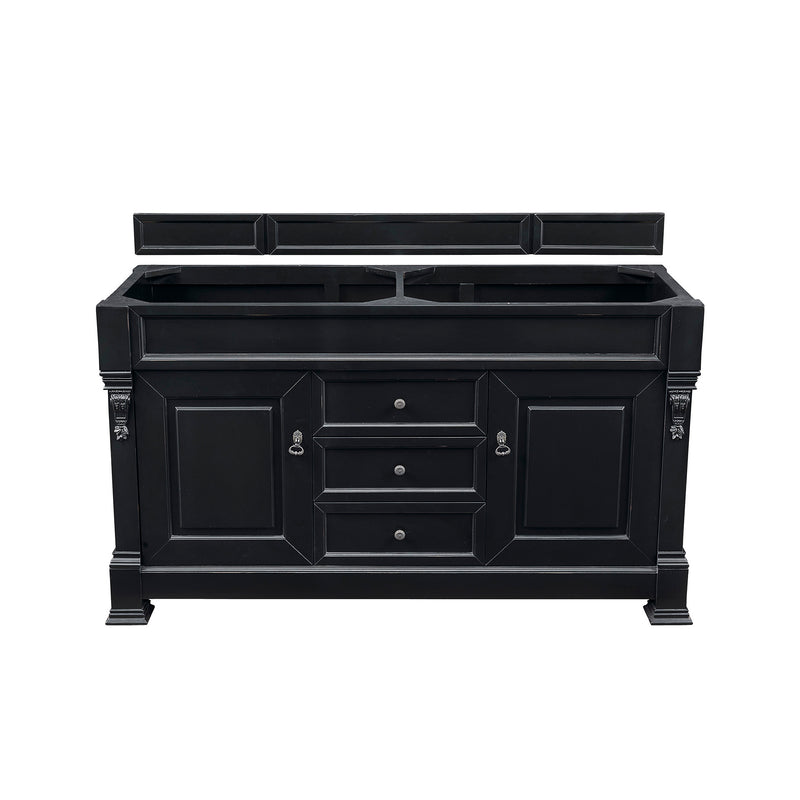 James Martin Brookfield 60" Antique Black Double Vanity with 3 cm Carrara White Top 147-114-5631-3OCAR