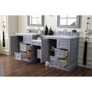 James Martin De Soto 82" Double Vanity Set Silver Gray with Makeup Table 3 cm Arctic Fall Solid Surface Top 825-V82-SL-DU-AF