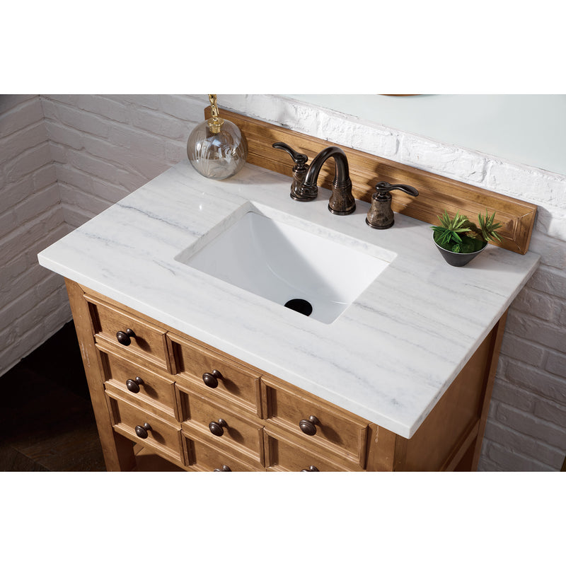 James Martin Malibu 36" Honey Alder Single Vanity with 3 cm Arctic Fall Solid Surface Top 500-V36-HON-3AF