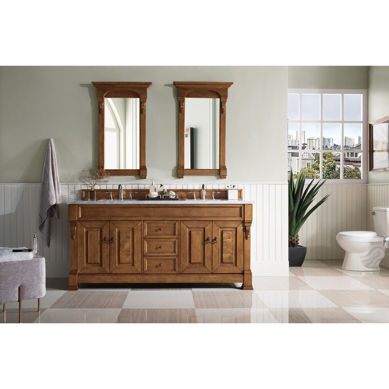 James Martin Brookfield 72" Country Oak Double Vanity with 3 cm Eternal Jasmine Pearl Quartz Top 147-114-5771-3EJP