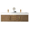 James Martin Mercer Island 59" Double Vanity Latte Oak Radiant Gold with Glossy White Composite Top 389-V59D-LTO-G-GW