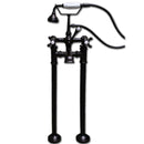 Cambridge Plumbing Freestanding H-Frame Supply Lines Faucet & Hand Held Shower Combo BRZ