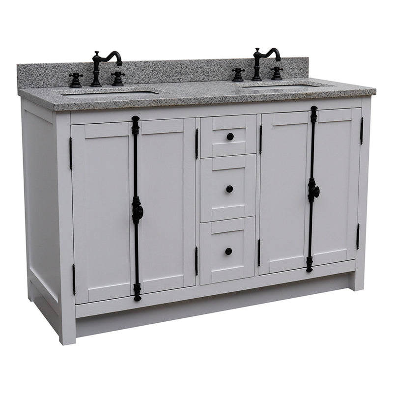 Bellaterra 55" Double Vanity" Glacier Ash Finish Top With Black Galaxy And Rectangle Sink 400100-55-GA-GY