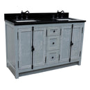 Bellaterra 55" Double Vanity" Gray Ash Finish Top With Black Galaxy And Rectangle Sink 400100-55-GYA-BG