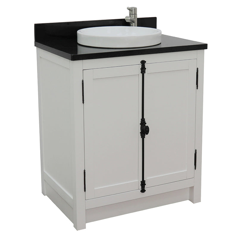 Bellaterra 31" Single Vanity" Glacier Ash Finish Top With Black Galaxy And Round Sink 400100-GA-BGRD