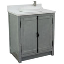 Bellaterra 31" Single Vanity" Gray Ash Finish Top With White Quartz And Round Sink 400100-GYA-WERD