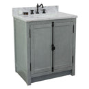 Bellaterra 31" Single Vanity" Gray Ash Finish Top With White Carrara And Oval Sink 400100-GYA-WMO