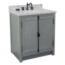 Bellaterra 31" Single Vanity" Gray Ash Finish Top With White Carrara And Rectangle Sink 400100-GYA-WMR